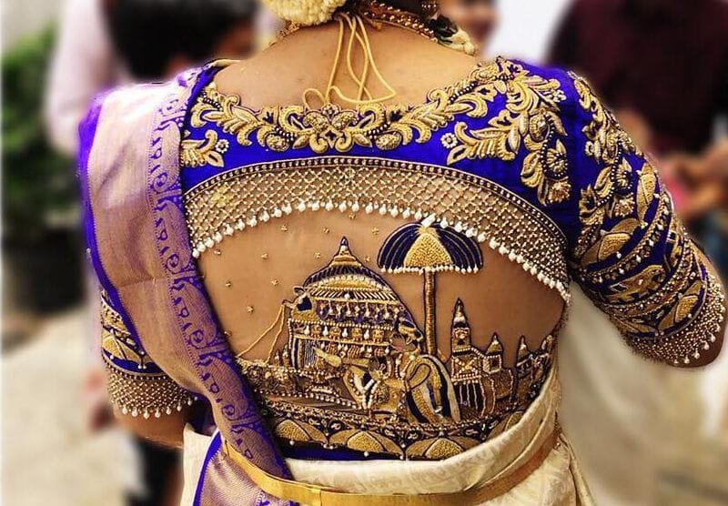 10 Latest Collections of Blouse Designs for Kanchipuram Silk Sarees
