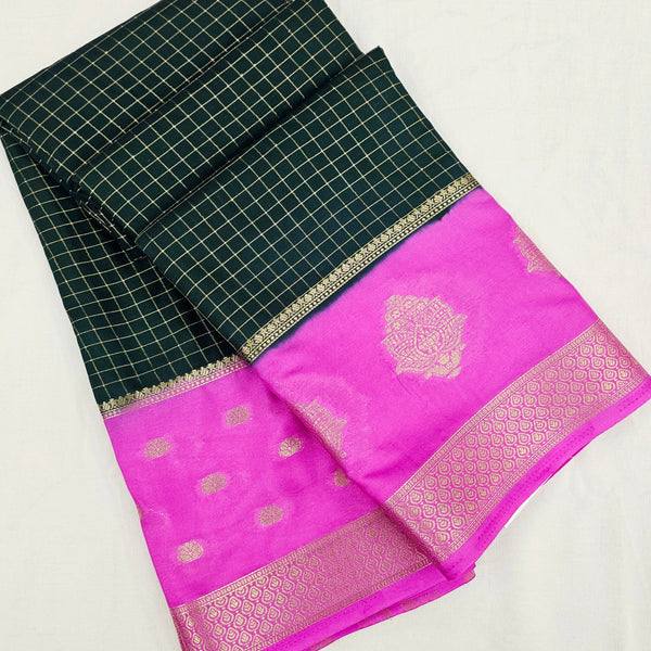 Kanchipuram Blended Traditional Gap Border Silk Saree 001
