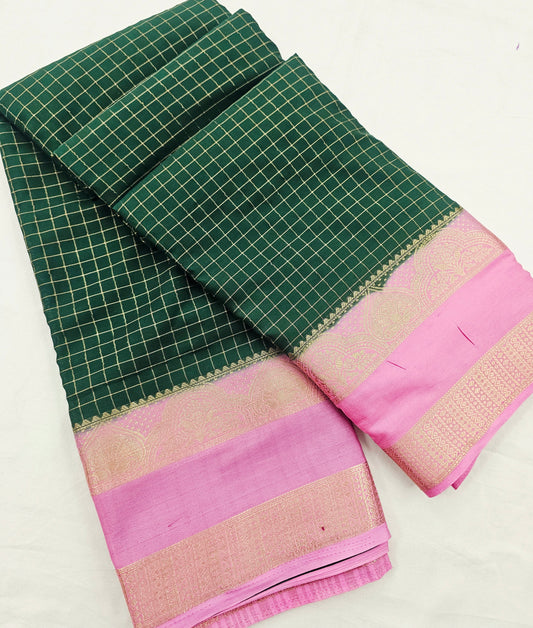 Kanchipuram Blended Traditional Gap Border Silk Saree 004 – Kanchipuram Lakshaya Silks