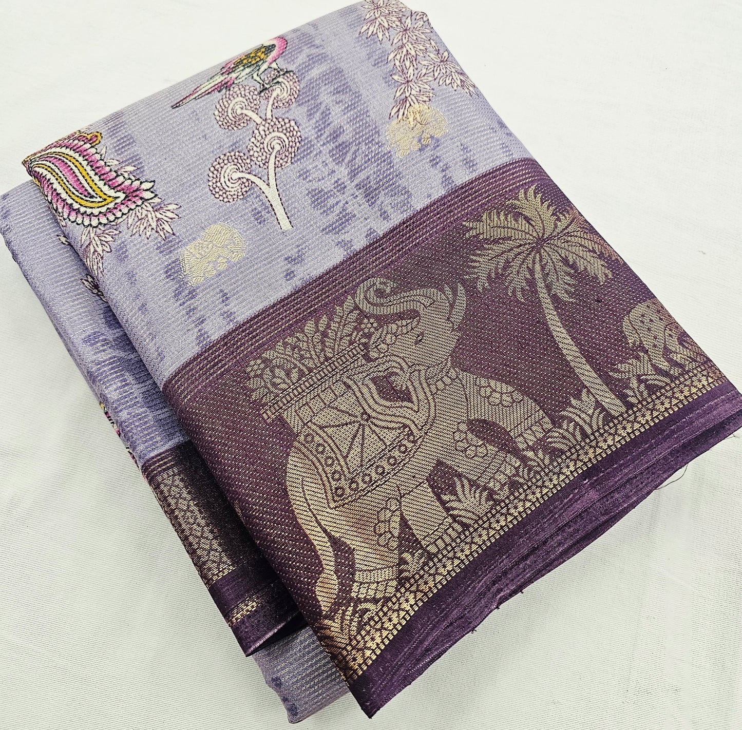 Kanchipuram Blended Fancy Kalamkari Printed Silk Saree 001
