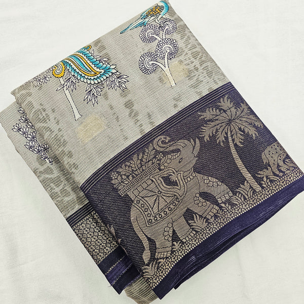 Kanchipuram Blended Fancy Kalamkari Printed Silk Saree 002