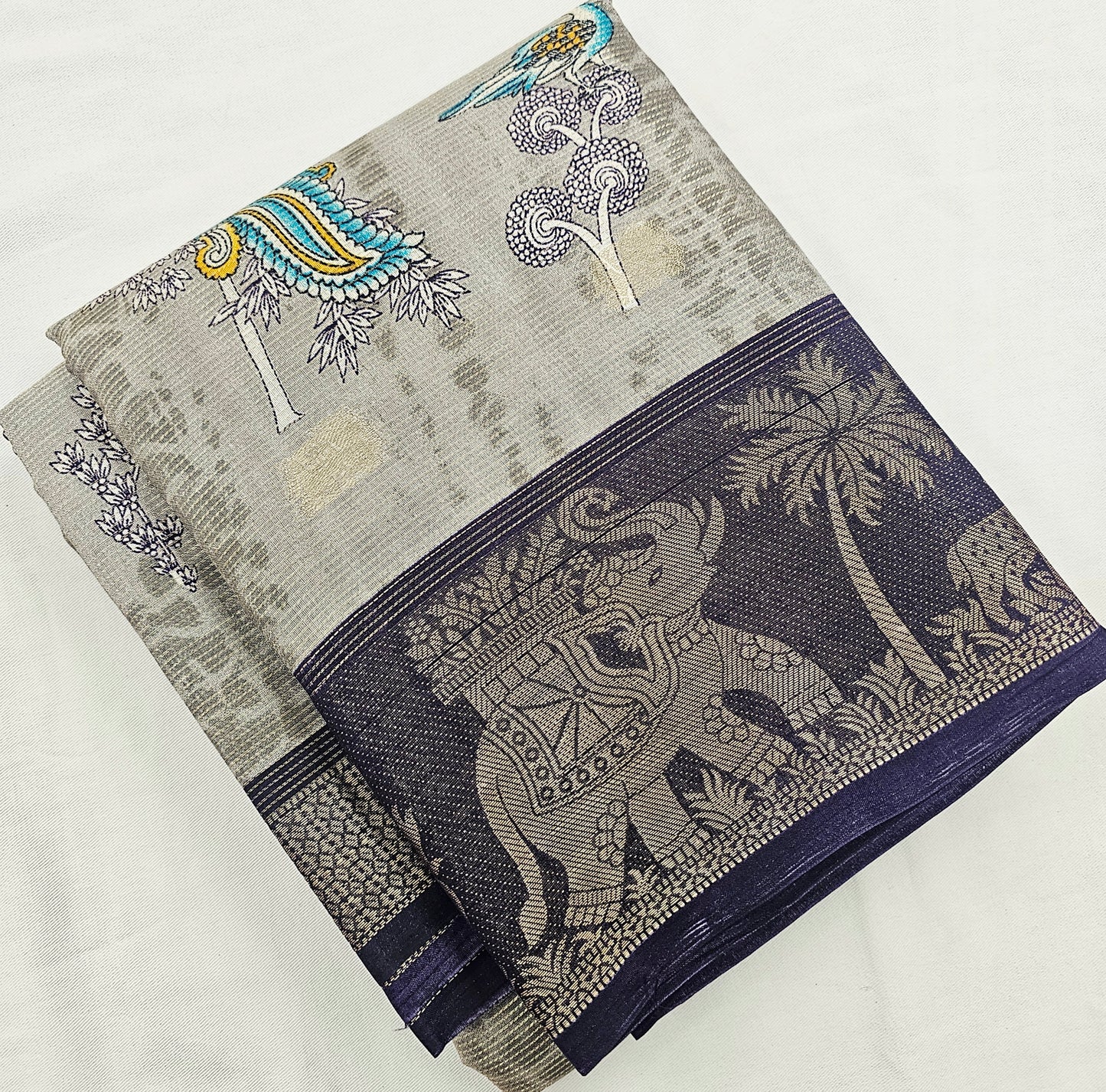 Kanchipuram Blended Fancy Kalamkari Printed Silk Saree 002