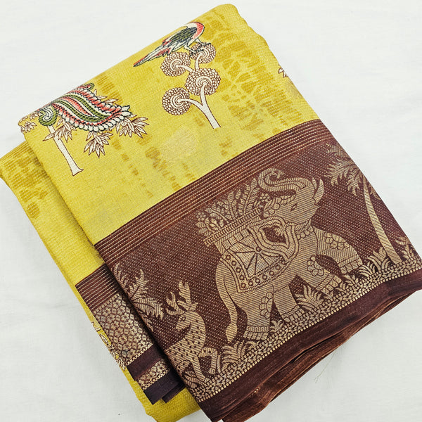 Kanchipuram Blended Fancy Kalamkari Printed Silk Saree 003
