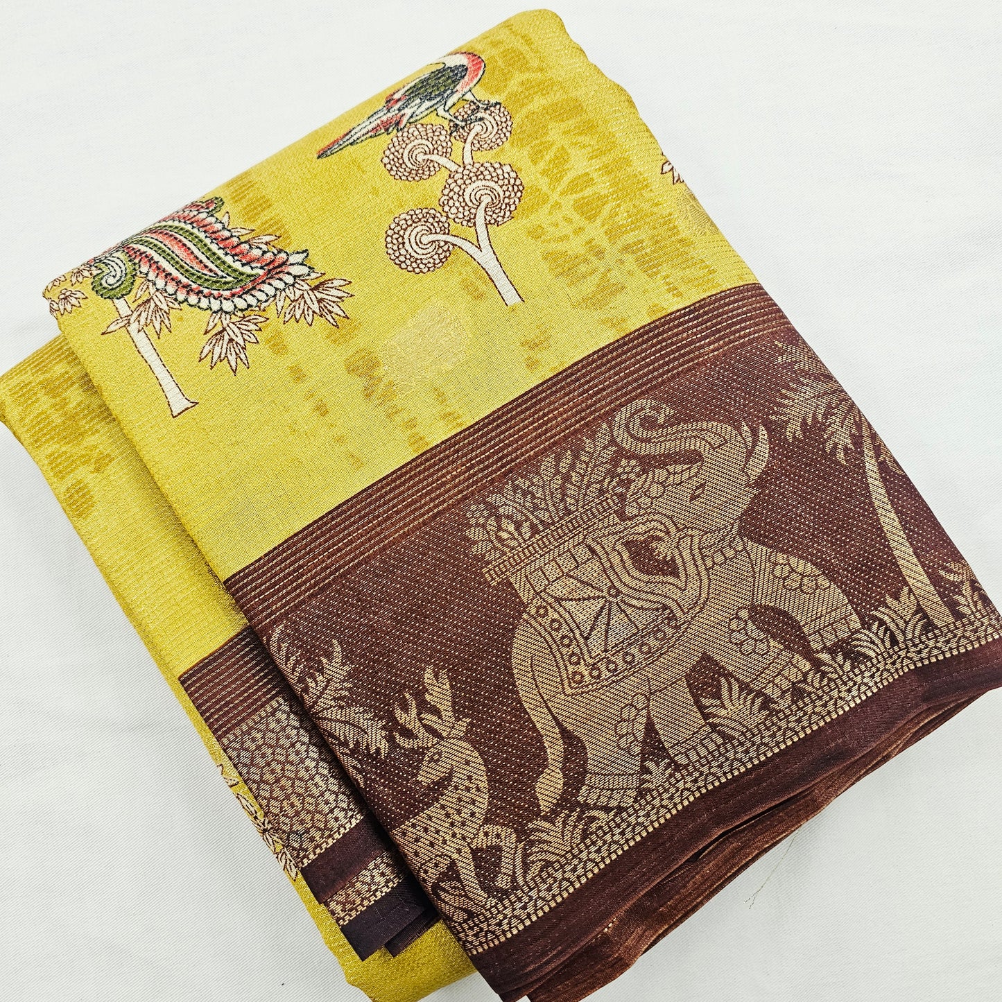 Kanchipuram Blended Fancy Kalamkari Printed Silk Saree 003