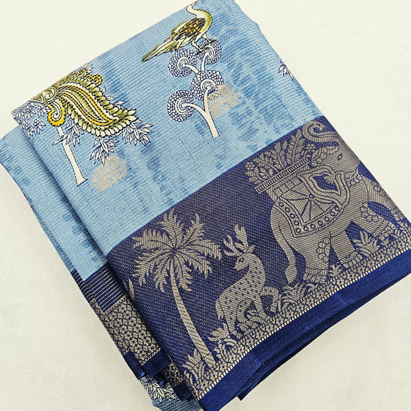 Kanchipuram Blended Fancy Kalamkari Printed Silk Saree 005