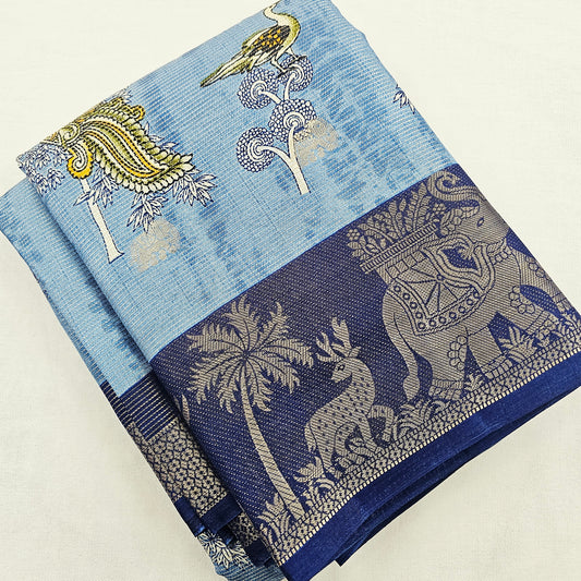 Kanchipuram Blended Fancy Kalamkari Printed Silk Saree 005 – Kanchipuram Lakshaya Silks