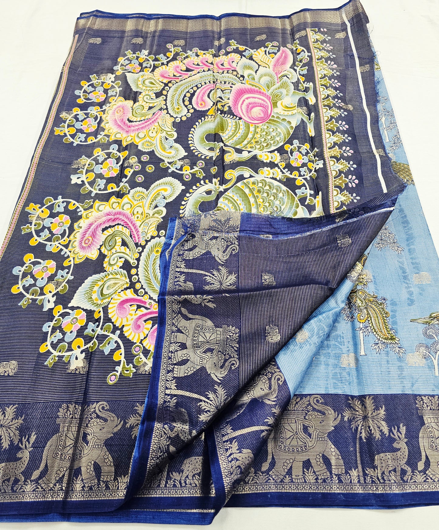 Kanchipuram Blended Fancy Kalamkari Printed Silk Saree 005