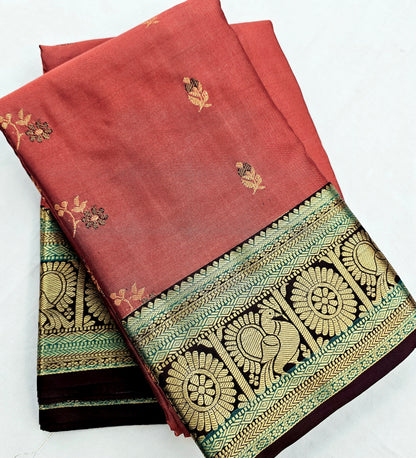 Kanchipuram Blended Vintage Multi-colour Border Silk Saree 002 – Kanchipuram Lakshaya Silks