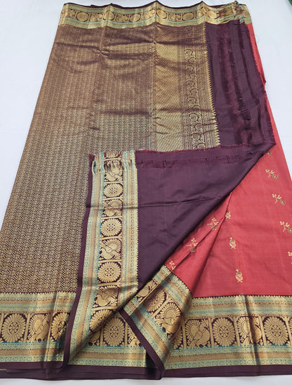 Kanchipuram Blended Vintage Multi-colour Border Silk Saree 002 – Kanchipuram Lakshaya Silks
