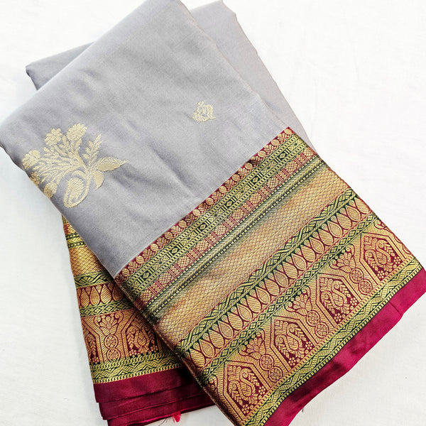 Kanchipuram Blended Vintage Multi-colour Border Silk Saree 003