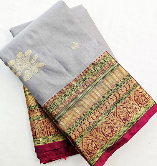 Kanchipuram Blended Vintage Multi-colour Border Silk Saree 003 – Kanchipuram Lakshaya Silks