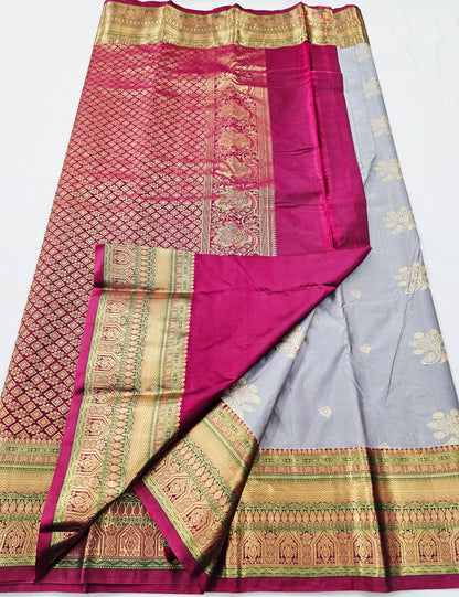 Kanchipuram Blended Vintage Multi-colour Border Silk Saree 003 – Kanchipuram Lakshaya Silks