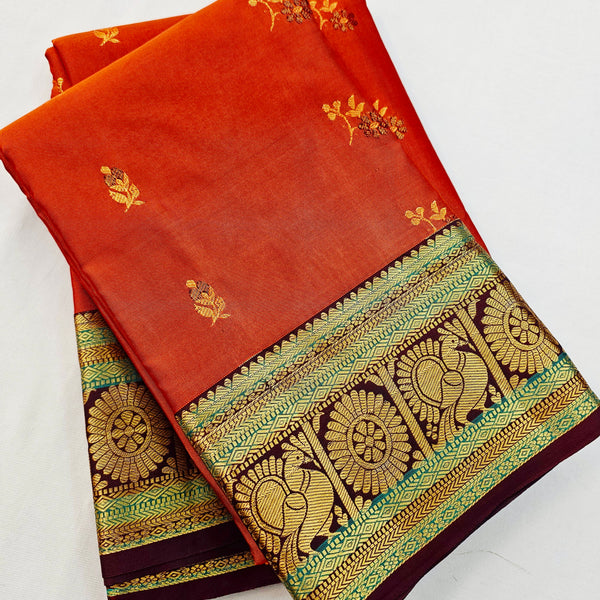 Kanchipuram Blended Vintage Multi-colour Border Silk Saree 005