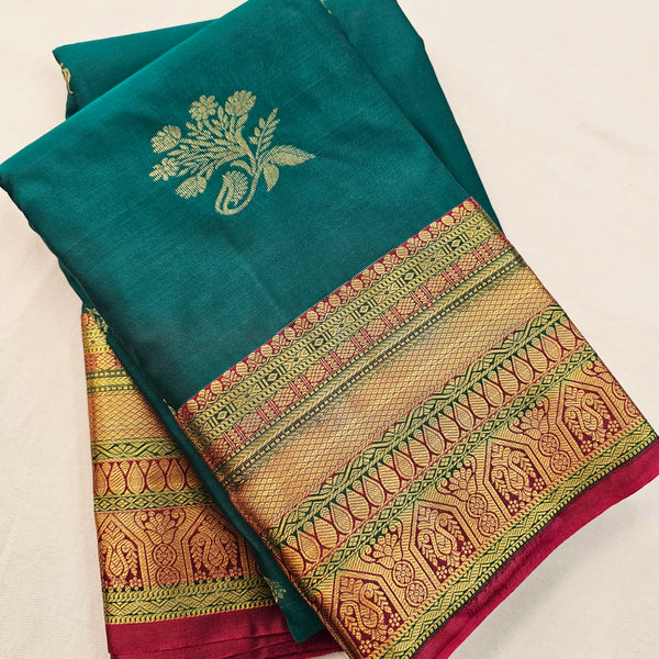 Kanchipuram Blended Vintage Multi-colour Border Silk Saree 007