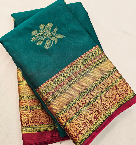 Kanchipuram Blended Vintage Multi-colour Border Silk Saree 007 – Kanchipuram Lakshaya Silks