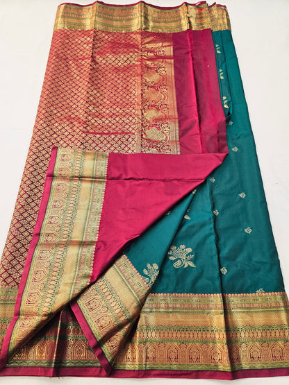 Kanchipuram Blended Vintage Multi-colour Border Silk Saree 007
