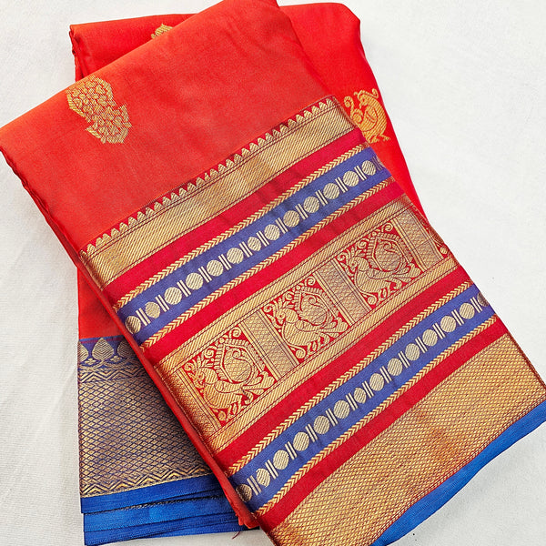 Kanchipuram Blended Vintage Multi-colour Border Silk Saree 008
