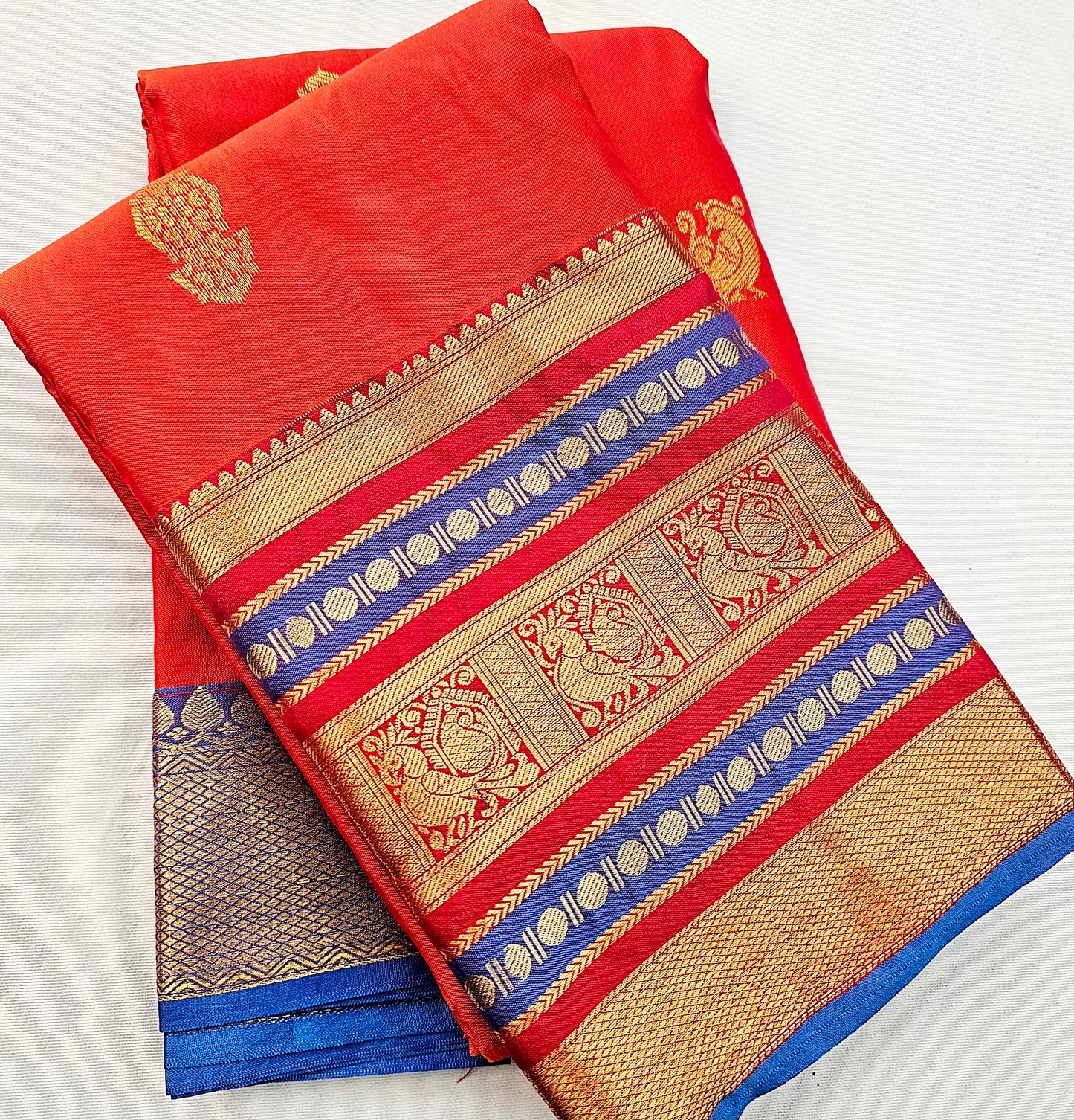 Kanchipuram Blended Vintage Multi-colour Border Silk Saree 008