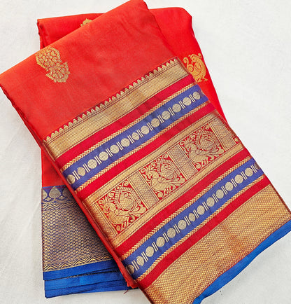 Kanchipuram Blended Vintage Multi-colour Border Silk Saree 008 – Kanchipuram Lakshaya Silks