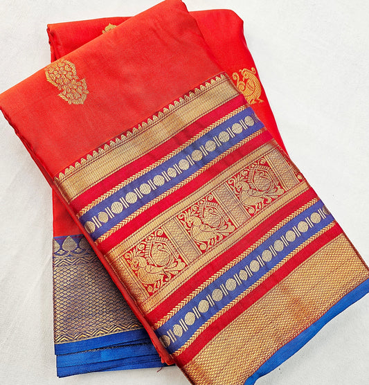Kanchipuram Blended Vintage Multi-colour Border Silk Saree 008 – Kanchipuram Lakshaya Silks