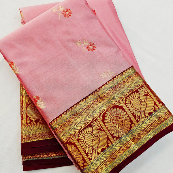 Kanchipuram Blended Vintage Multi-colour Border Silk Saree 009