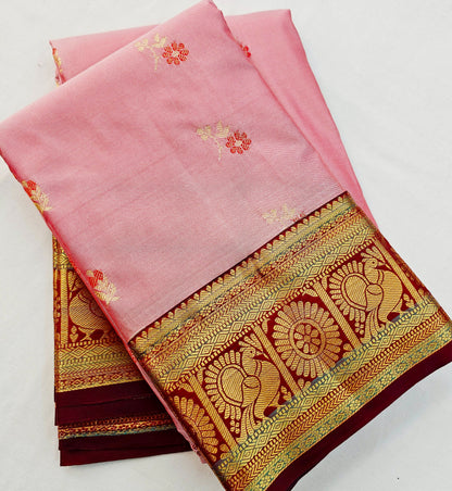 Kanchipuram Blended Vintage Multi-colour Border Silk Saree 009 – Kanchipuram Lakshaya Silks