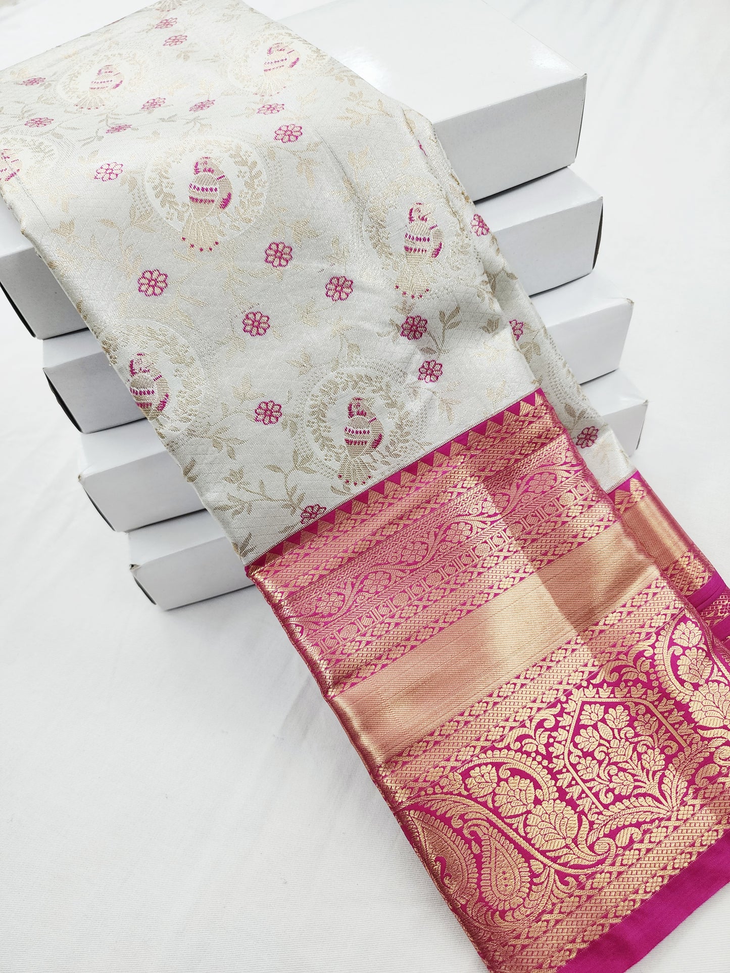 Kanchipuram Blended Korvai Tissue Bridal Silk Saree 002