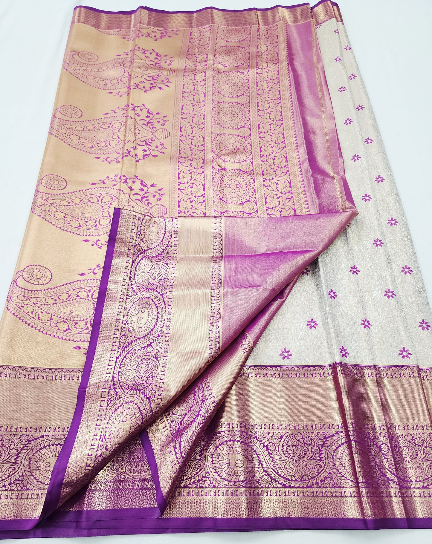 Kanchipuram Blended Korvai Tissue Bridal Silk Saree 003