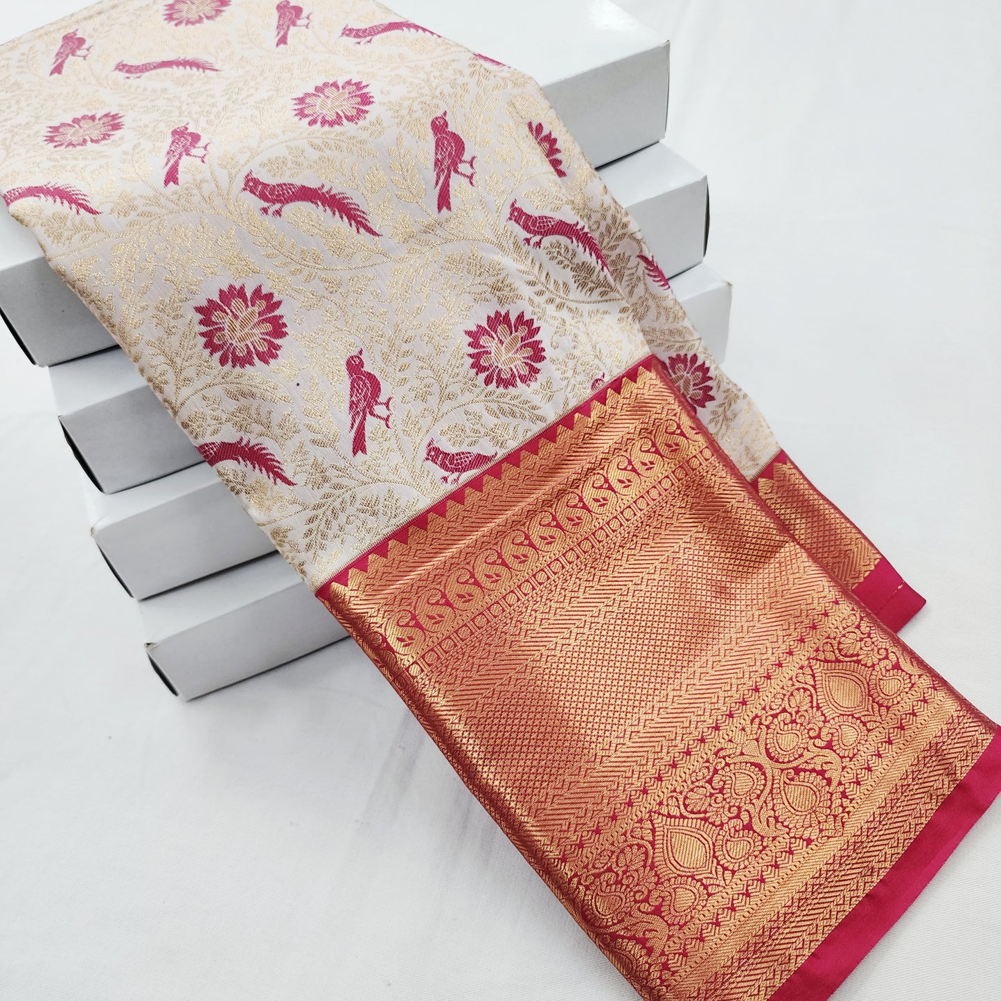 Kanchipuram Blended Korvai Tissue Bridal Silk Saree 004