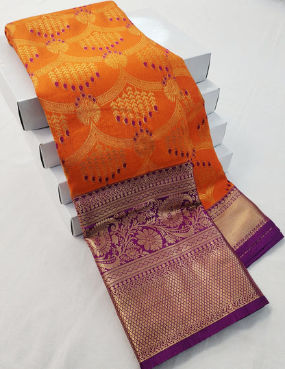 Kanchipuram Blended Korvai Tissue Bridal Silk Saree 009 – Kanchipuram Lakshaya Silks