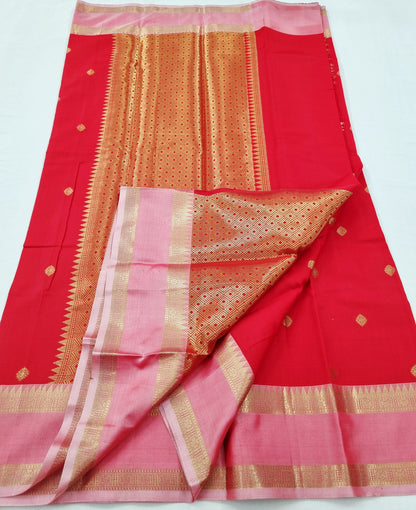 Kanchipuram Blended Fancy Gap Border Silk Saree 001 – Kanchipuram Lakshaya Silks