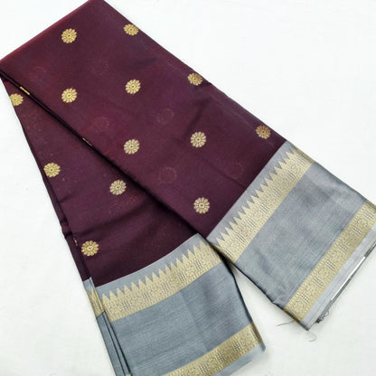 Kanchipuram Blended Fancy Gap Border Silk Saree 002 – Kanchipuram Lakshaya Silks