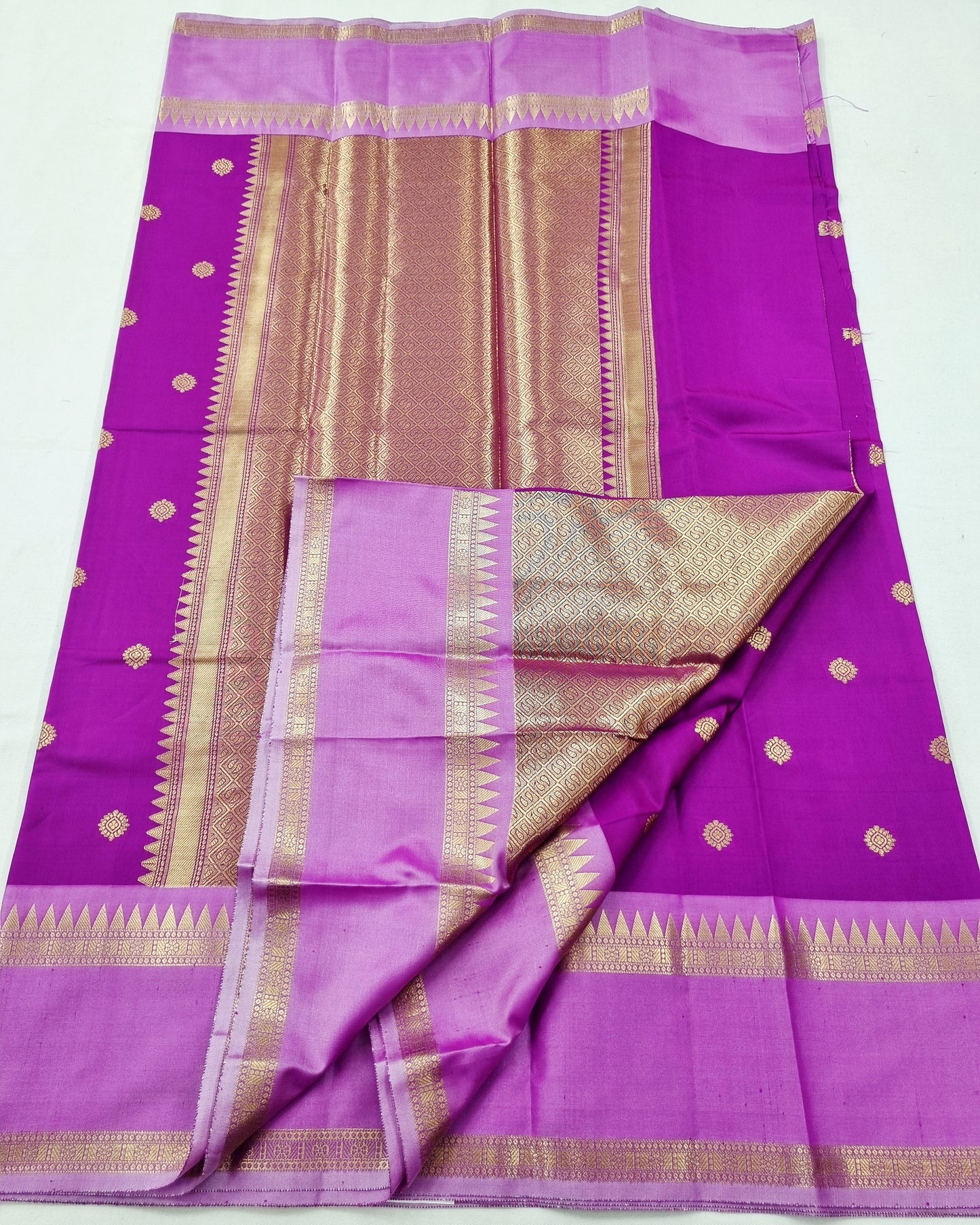 Kanchipuram Blended Fancy Gap Border Silk Saree 007