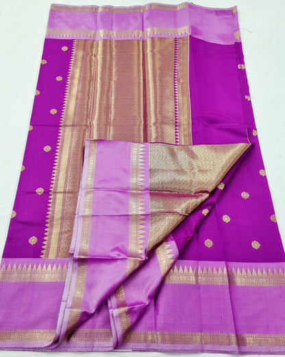 Kanchipuram Blended Fancy Gap Border Silk Saree 007 – Kanchipuram Lakshaya Silks