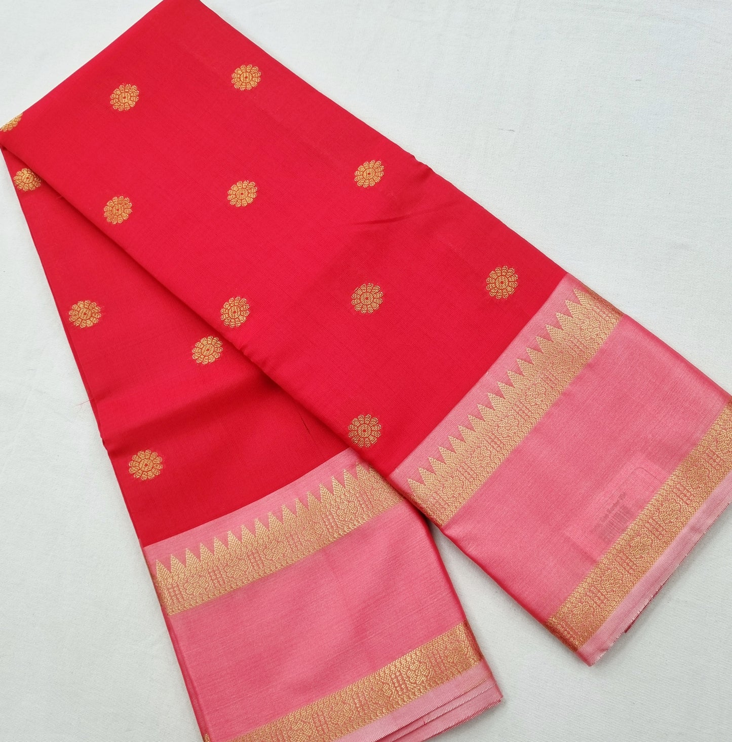 Kanchipuram Blended Fancy Gap Border Silk Saree 009
