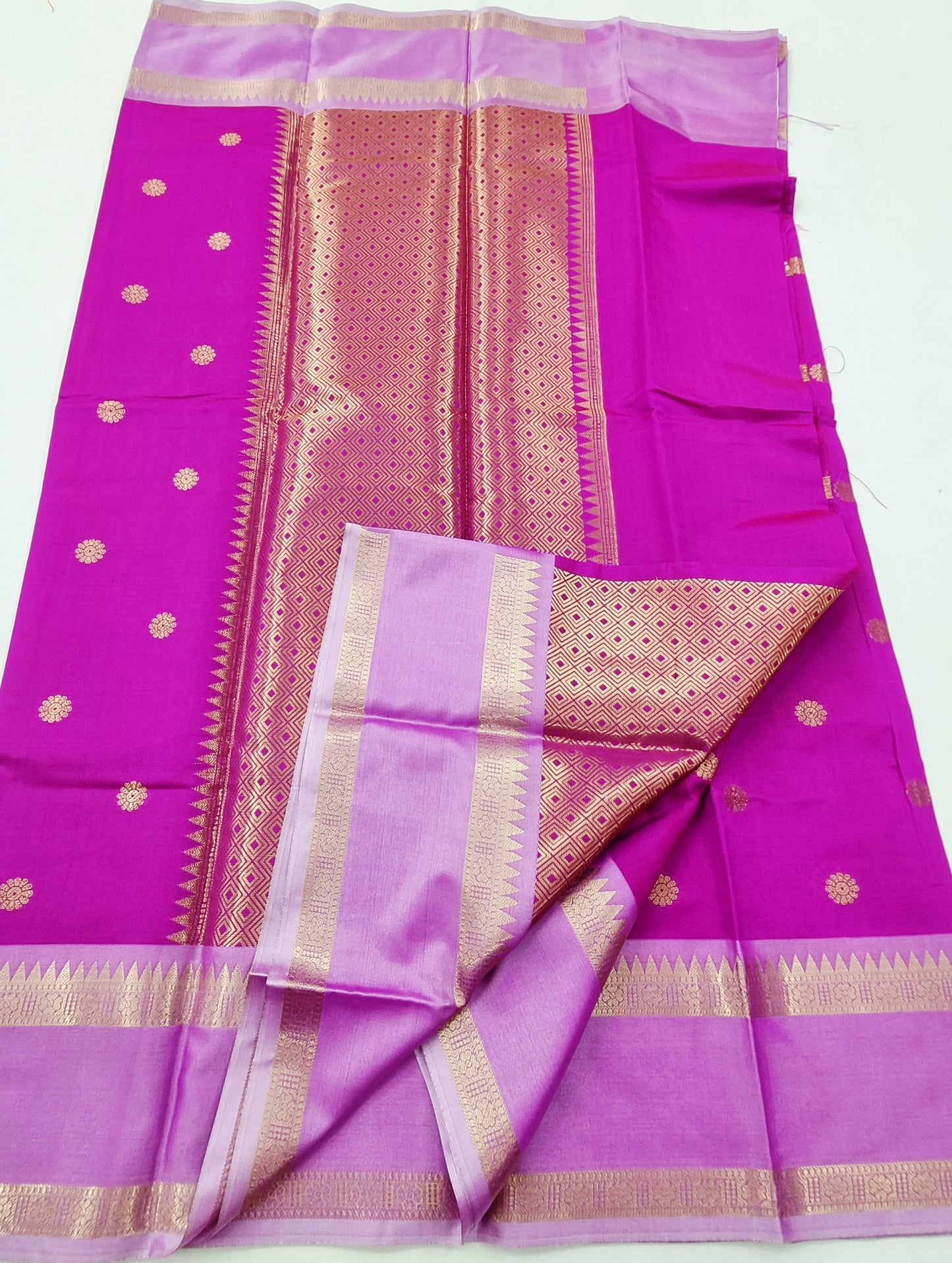 Kanchipuram Blended Fancy Gap Border Silk Saree 010