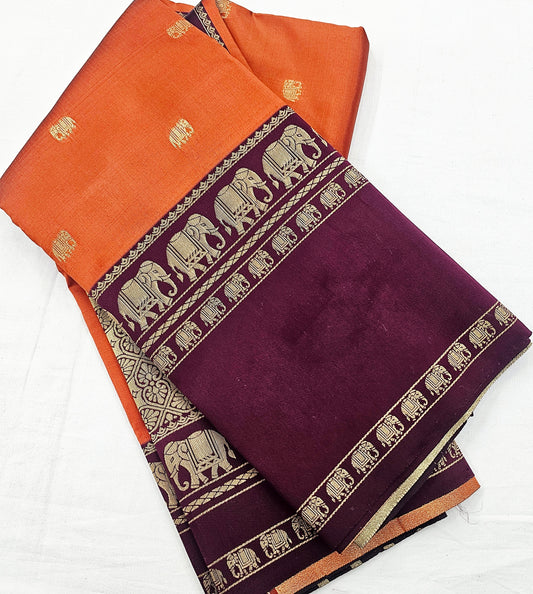 Kanchipuram Blended Fancy Korvai Silk Saree 003 – Kanchipuram Lakshaya Silks