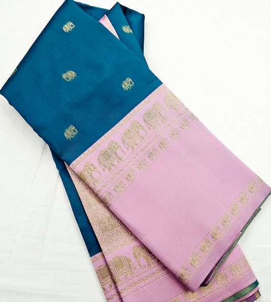Kanchipuram Blended Fancy Korvai Silk Saree 005 – Kanchipuram Lakshaya Silks