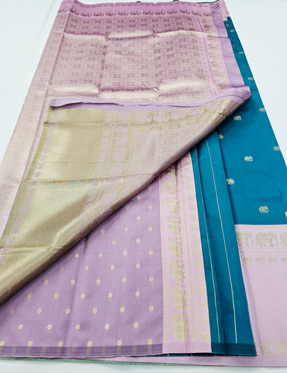 Kanchipuram Blended Fancy Korvai Silk Saree 005 – Kanchipuram Lakshaya Silks