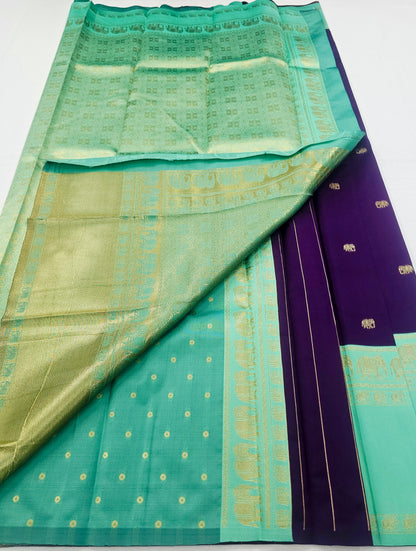 Kanchipuram Blended Fancy Korvai Silk Saree 009 – Kanchipuram Lakshaya Silks