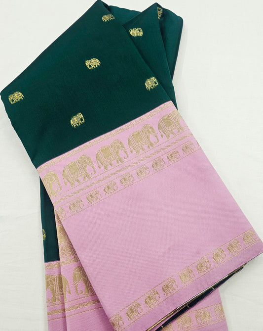 Kanchipuram Blended Fancy Korvai Silk Saree 011 – Kanchipuram Lakshaya Silks