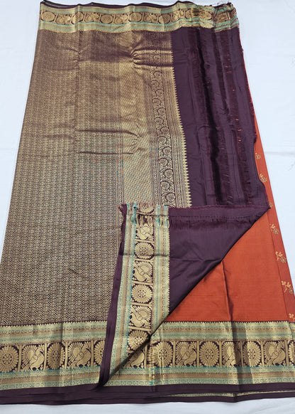 Kanchipuram Blended Vintage Multi-Colour Border Silk Saree 010 – Kanchipuram Lakshaya Silks