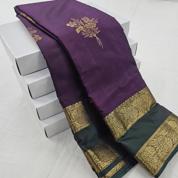 Kanchipuram Blended Vintage Gap Border Silk Saree 001