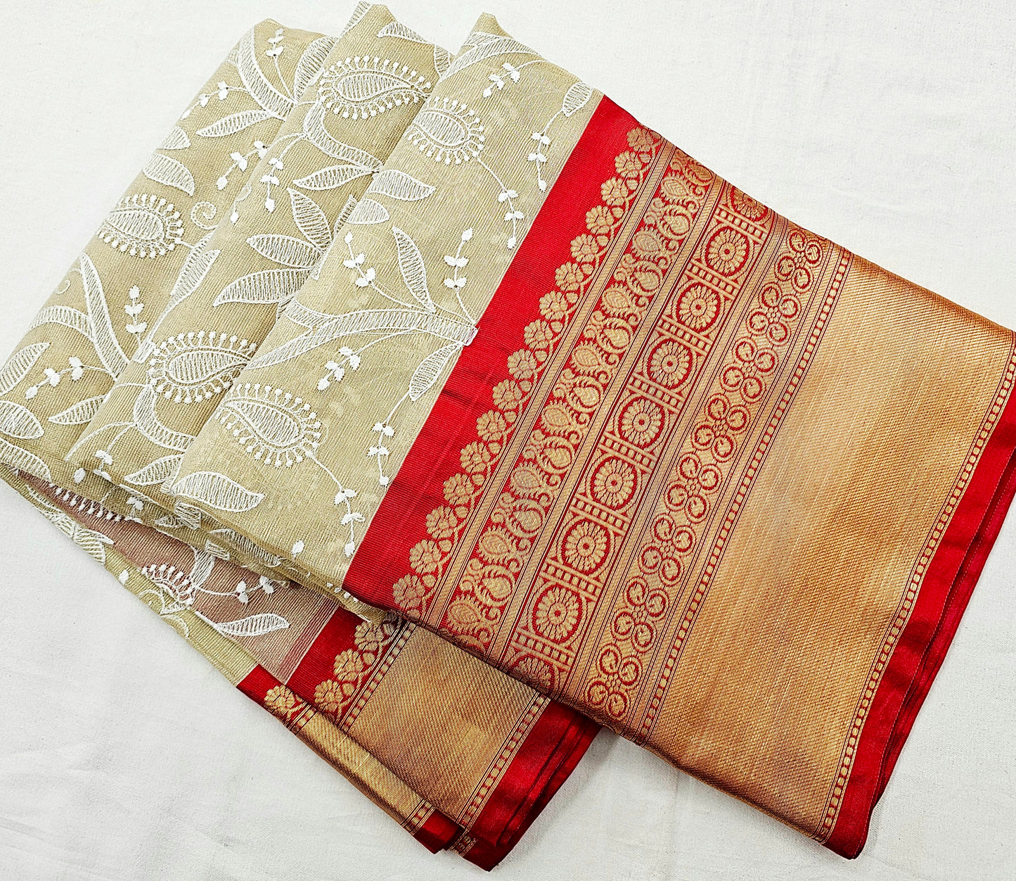 Kanchipuram Blended Fancy Embroidered Tissue Silk Saree 001