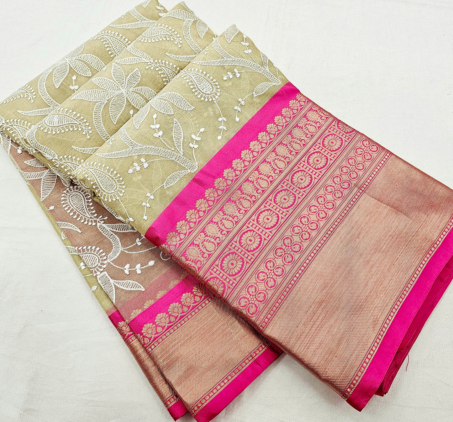 Kanchipuram Blended Fancy Embroidered Tissue Silk Saree 002