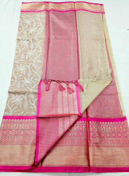Kanchipuram Blended Fancy Embroidered Tissue Silk Saree 002 – Kanchipuram Lakshaya Silks