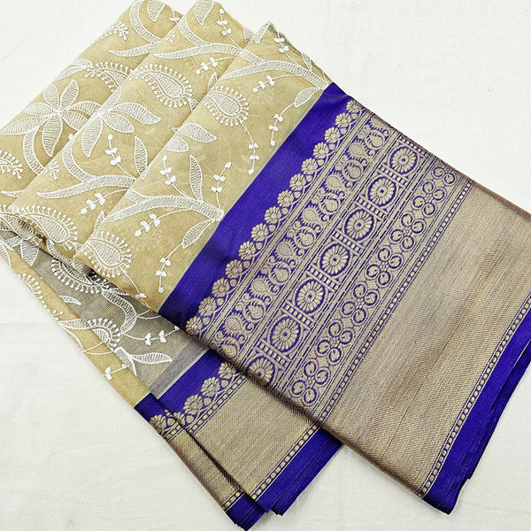 Kanchipuram Blended Fancy Embroidered Tissue Silk Saree 003