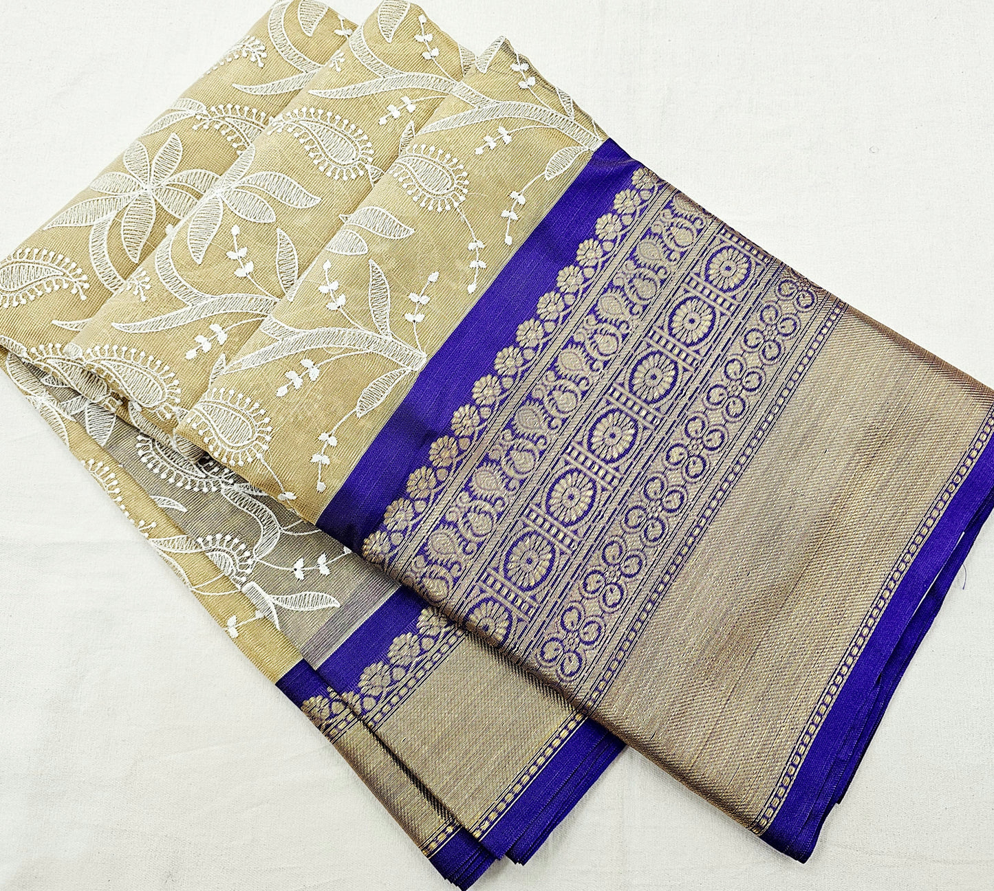Kanchipuram Blended Fancy Embroidered Tissue Silk Saree 003