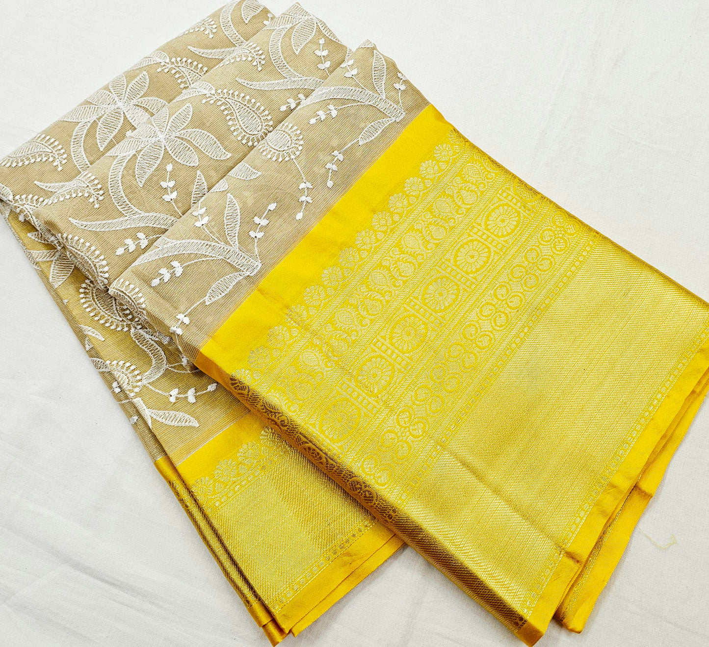Kanchipuram Blended Fancy Embroidered Tissue Silk Saree 004