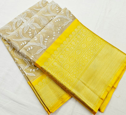 Kanchipuram Blended Fancy Embroidered Tissue Silk Saree 004 – Kanchipuram Lakshaya Silks